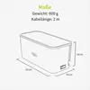 A diagram of a cable box with dimensions and weight information. Voir les images du produit