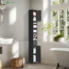 VOUNOT® Badezimmerschrank Hoch mit 2 Türen und 1 Schublade, Produktbild-Vorschau 3