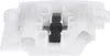 A white plastic part with a black component in the center, likely a mechanical part for an appliance. Voir les images du produit