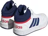 A pair of white Adidas high-top sneakers with blue and red accents. Produktbild-Vorschau