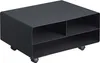 A black metal printer stand with wheels and two shelves. Produktbild-Vorschau