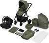 A collection of baby travel system components laid out on a white background. Produktbild-Vorschau