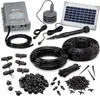 A collection of solar-powered irrigation system components laid out on a white background. Produktbild-Vorschau