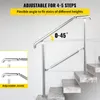 A stainless steel handrail installed on a set of concrete stairs. Produktbild-Vorschau