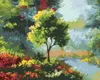 Zuty - Malen nach Zahlen - BAUM ZWISCHEN BLUMEN AM FLUSS, Produktbild-Vorschau 1