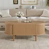 Merax Ovaler Couchtisch aus MDF mit Massivholzbeine, Produktbild-Vorschau 4