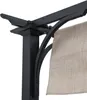 A close-up view of a black metal pergola post with a beige fabric canopy attached. Produktbild-Vorschau