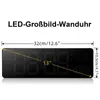 A black LED digital clock with dimensions indicated by lines and text. Produktbild-Vorschau