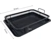 A black metal grill basket and tray set with dimensions indicated. Anteprima dell’immagine prodotto