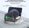 A charging station with multiple phones and a tablet plugged in, on a table. Náhled obrázku produktu