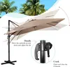 An illustration showing how to operate a patio umbrella, with a close-up of the handle and crank mechanism. Náhled obrázku produktu