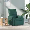 A dark green massage chair is shown in a room with a plant and a side table. Náhled obrázku produktu