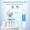 Diagram illustrating compatibility and features of an inline water filter. Anteprima dell’immagine prodotto