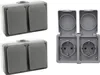 3er Set SECURE Feuchtraum Doppelsteckdose IP44 Aufputz Produktbild-Vorschau 1