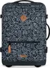 A black suitcase with a white abstract pattern and a brown logo. Voir les images du produit