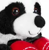 Close-up of a stuffed panda bear holding red hearts. Produktbild-Vorschau
