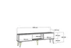 A diagram showing the dimensions of a TV stand. Anteprima dell’immagine prodotto