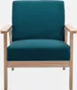Poltrona scandinava in legno e tessuto, Blu smeraldo Anteprima dell’immagine prodotto 2