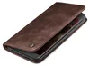 A brown leather flip case for a smartphone is shown on a white background. Produktbild-Vorschau