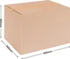 A brown cardboard box with dimensions indicated by measurement lines and text. Produktbild-Vorschau