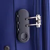 Close-up of a combination lock and zipper on a blue suitcase. Anteprima dell’immagine prodotto