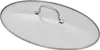 A glass lid with a metal handle for a pot or pan, shown from a slightly elevated angle on a white background. Anteprima dell’immagine prodotto