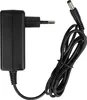 A black power adapter with a European plug and a coiled cable with a barrel connector. Produktbild-Vorschau