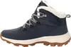 A side view of a navy blue winter boot with white sherpa lining. Produktbild-Vorschau