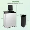 A diagram showing the dimensions of a dual-compartment trash can and a separate inner bin. Produktbild-Vorschau