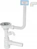 A white sink drain assembly with a flexible hose and an elbow connector. Náhled obrázku produktu