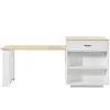 A white and light wood desk with a bookshelf attached. Anteprima dell’immagine prodotto