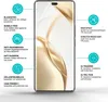 A smartphone screen protector is shown with its features highlighted by text and icons. Produktbild-Vorschau