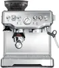A front-facing studio shot of a silver Sage Barista Express espresso machine. Produktbild-Vorschau