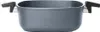 A gray rectangular pot with two black handles on a white background. Produktbild-Vorschau