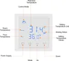 A diagram showing the features and controls of a smart thermostat. Náhľad obrázku produktu