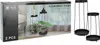 The image shows the packaging for a set of two black metal flowerpot stands, with a picture of the stands with plants on the box. The actual product is shown to the right of the packaging. Produktbild-Vorschau