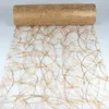 A roll of decorative fabric with a natural fiber texture, unrolled to show its pattern. Produktbild-Vorschau