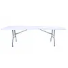 A white folding table with gray metal legs against a white background. Produktbild-Vorschau