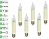 A group of six small candle-shaped light bulbs with cream-colored bases and clear glass tops, arranged in a grid on a white background. Text labels are present on the left side of the image. Produktbild-Vorschau