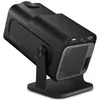 A black mini projector is shown on a white background, angled slightly upwards. Voir les images du produit