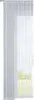 A white sheer curtain hanging on a curtain rod, with a window and greenery visible through it. Produktbild-Vorschau