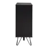 A black sideboard with metal hairpin legs is shown from the side against a white background. Náhled obrázku produktu