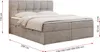 A beige boxspring bed with a tufted headboard, shown with dimensions indicated by red lines and text. Produktbild-Vorschau