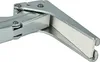 A close-up of a metal appliance hinge with a white insert, isolated on a white background. Produktbild-Vorschau