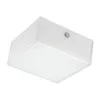 A square, white ceiling light with a frosted glass cover and a small silver button on top, isolated on a white background. Produktbild-Vorschau