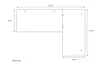 A diagram showing the dimensions of a corner desk. Produktbild-Vorschau