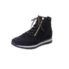 A black leather boot with a zipper and laces on a white background. Produktbild-Vorschau