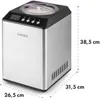A silver and black ice cream maker with dimensions indicated by dashed lines and numbers. Náhled obrázku produktu