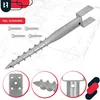A metal screw anchor with a U-shaped bracket on top, shown against a blueprint-like background. Several smaller images show close-ups of the anchor's components and included screws. Produktbild-Vorschau