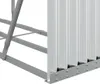 A close-up view of the metal frame and corrugated metal sheeting of a firewood rack. Náhľad obrázku produktu